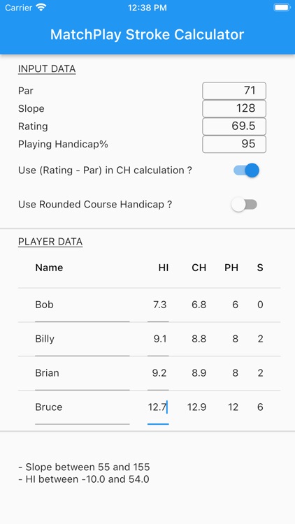 Matchplay Stroke Calculator