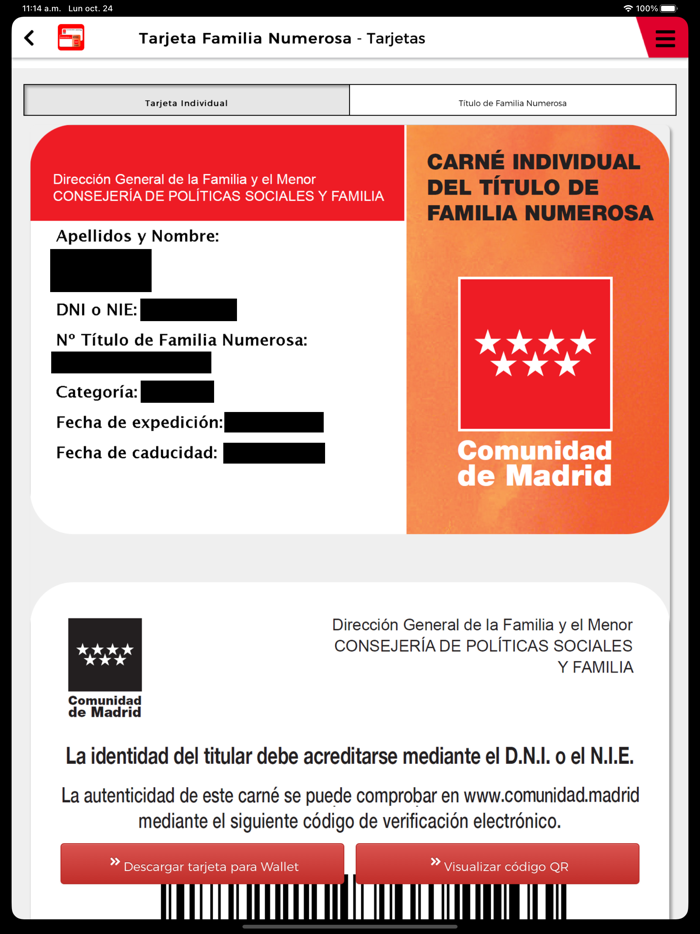 Tarjeta de Familia Numerosa