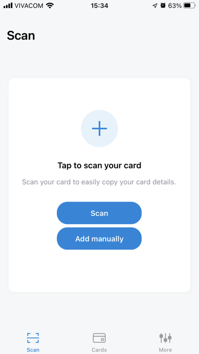 Credit Card Reader and Wallet Screenshot