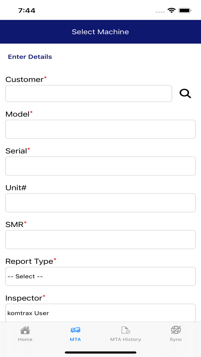 Komatsu Machine Touch App