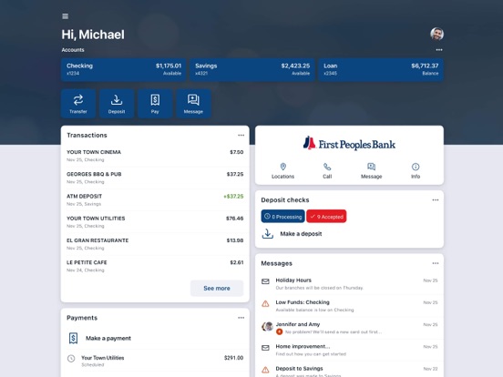 First Peoples Bank Mobile iPad screenshot 1 - Finance app