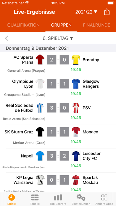 Ergebnisse für Europa League