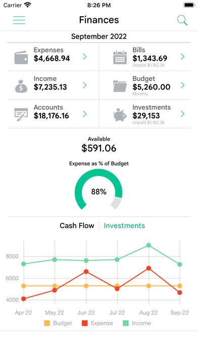 Finances Screenshot