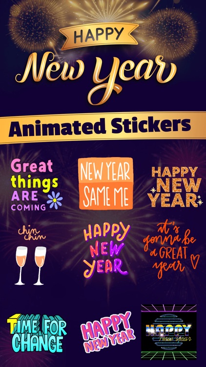 Happy New Year With Stickers