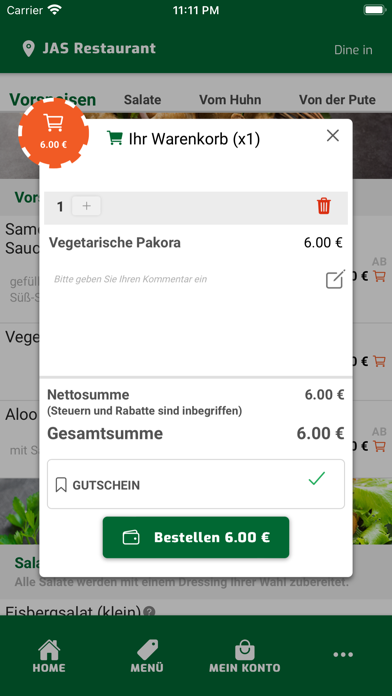 JAS - Indische Spezialitäten Screenshot
