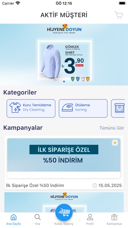 Aktif Müşteri Online Sipariş
