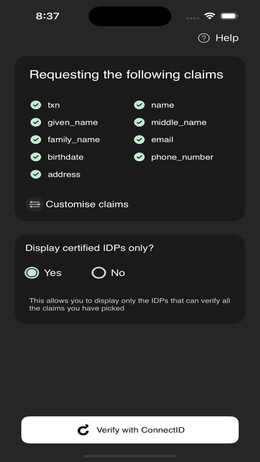 #2. ConnectID RP Sample (iOS) 由: ConnectID Pty Ltd