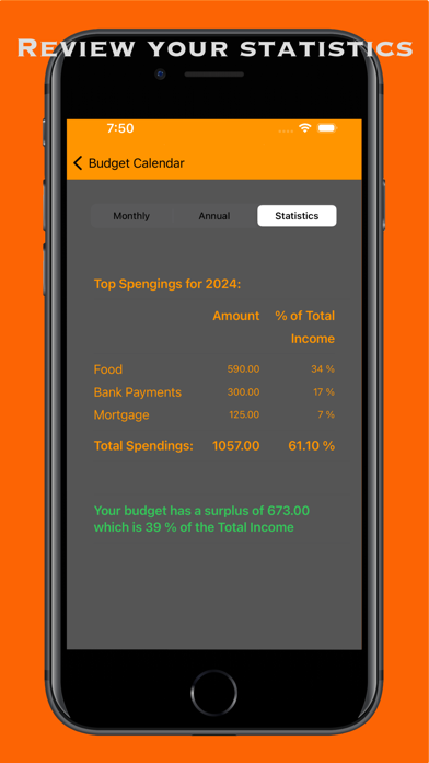 Budget Calendar Screenshot