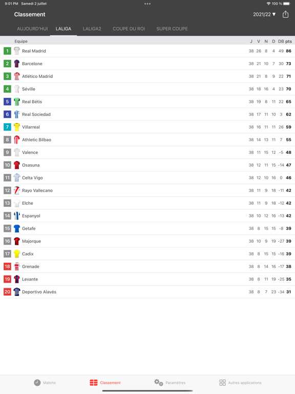 Screenshot #5 pour Résultats pour La Liga App