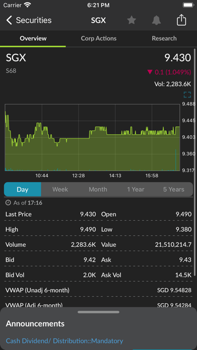 SGX Mobile Screenshot