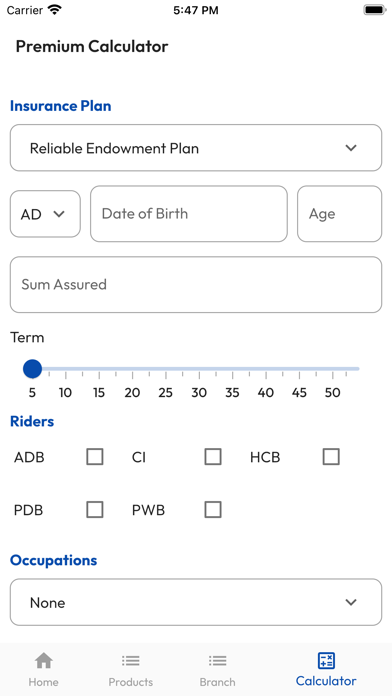 Reliable Life Insurance Screenshot