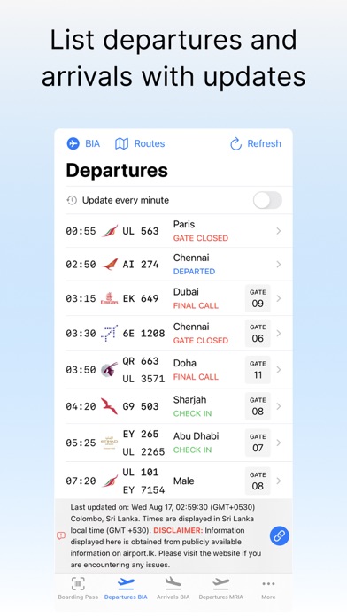 Sri Lanka Airports - Flights Screenshot