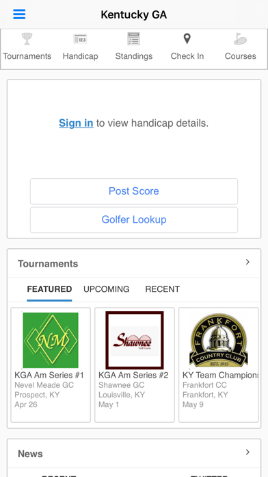 Kentucky Golf Association Screenshot