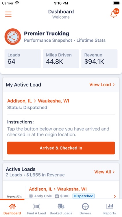 Sleek Carrier Portal