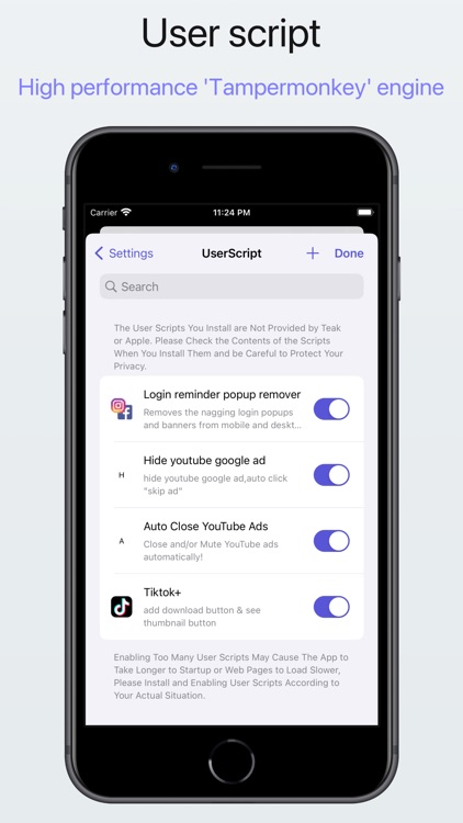 Teak Browser: User Script