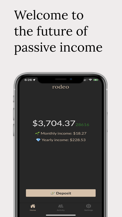 Rodeo: Earn Passive Income iPhone screenshot 1 - Finance app