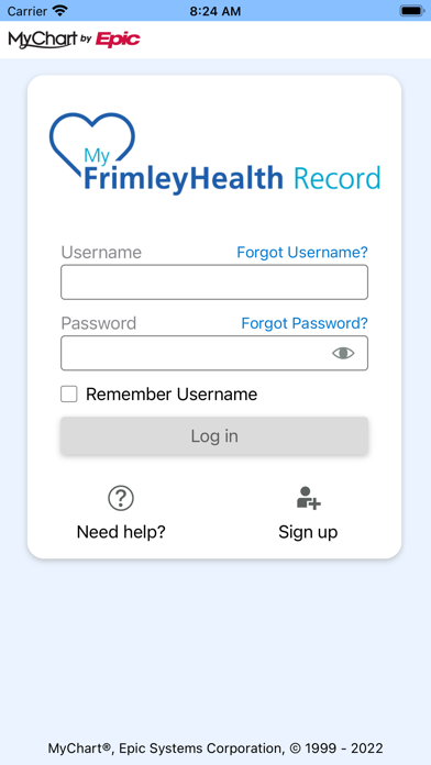 MyFrimleyHealth Record Screenshot