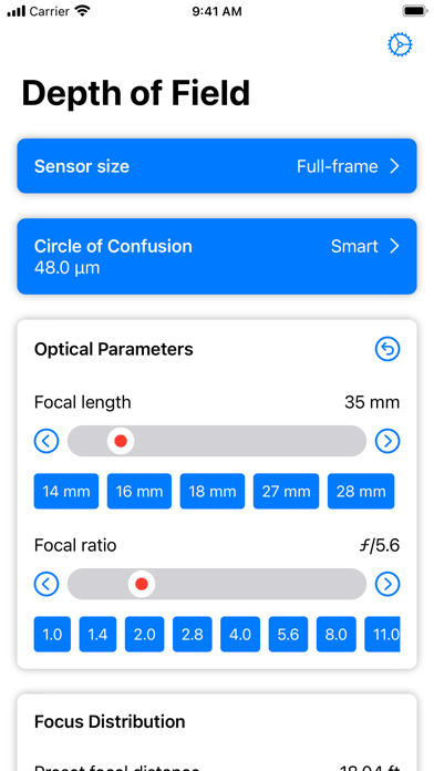 Screenshot #1 pour Depth of Field Estimator