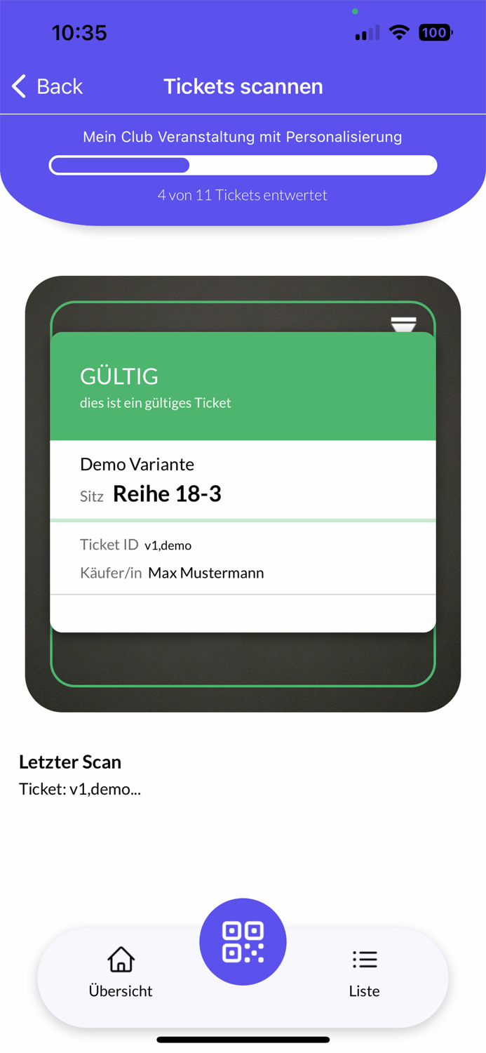 Rausgegangen Ticketscanner