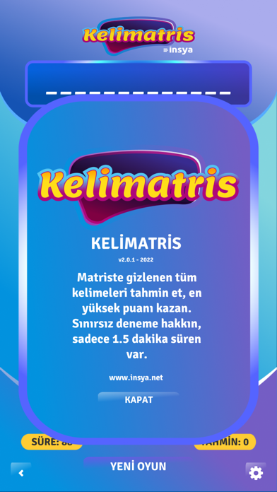 Kelimatris Kelime Bulma Oyunu Screenshot