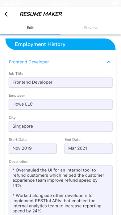 Resume Maker - CV Builder Screenshot