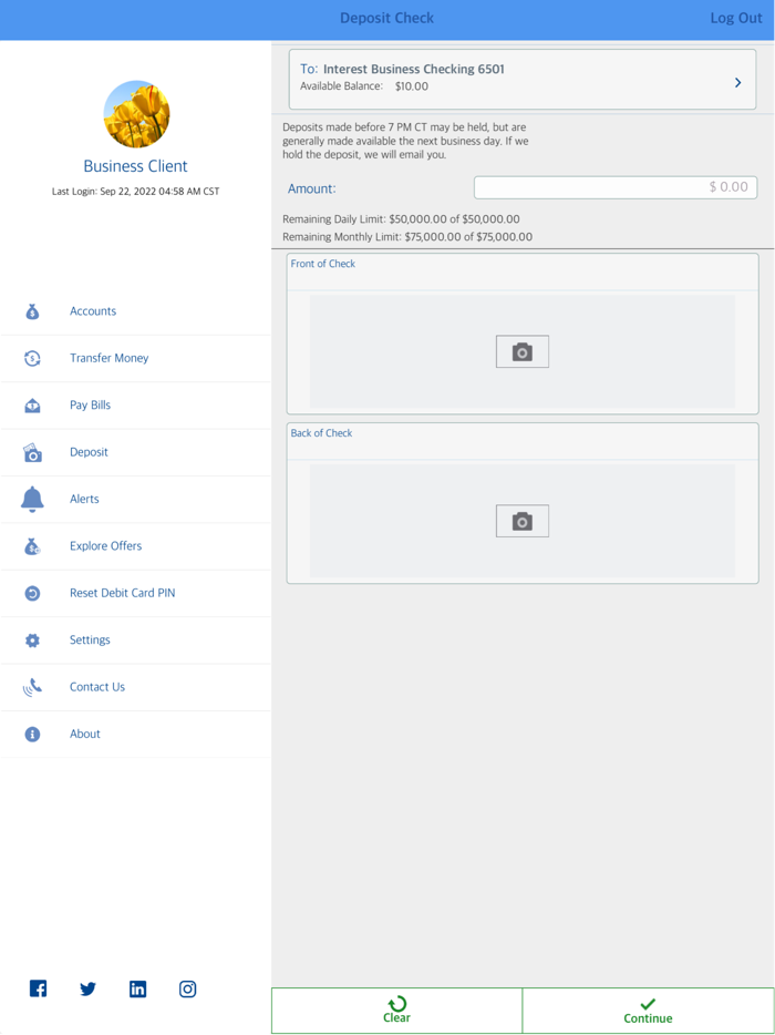 Hancock Whitney BIZ Tablet