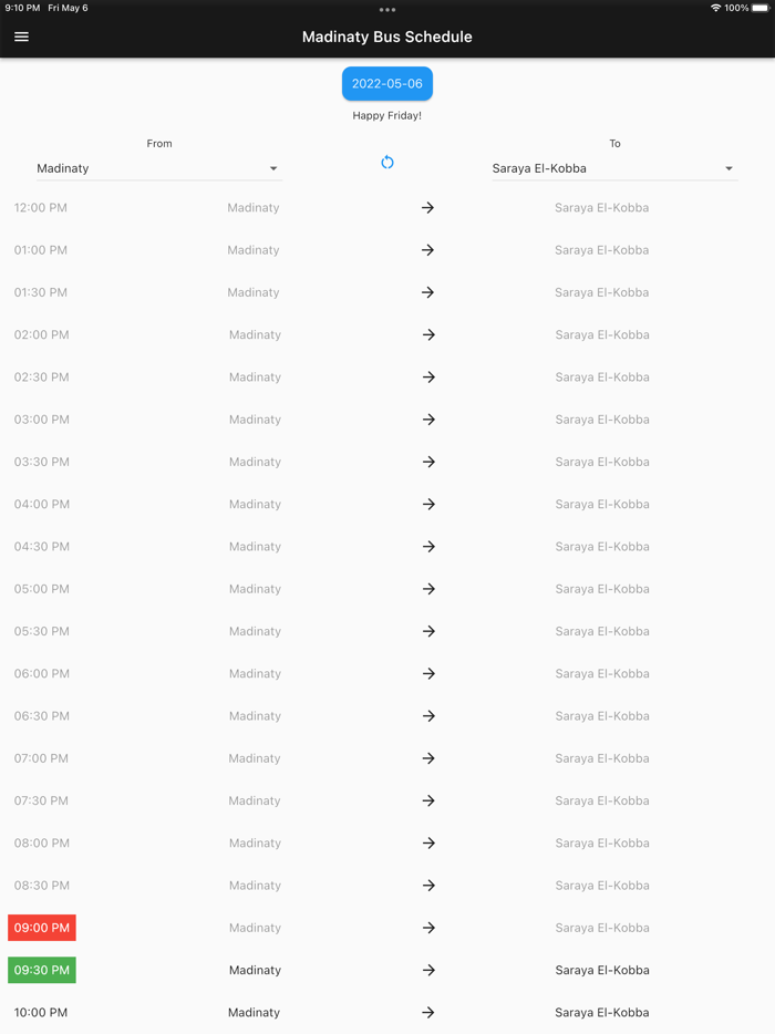 Madinaty Bus Schedule