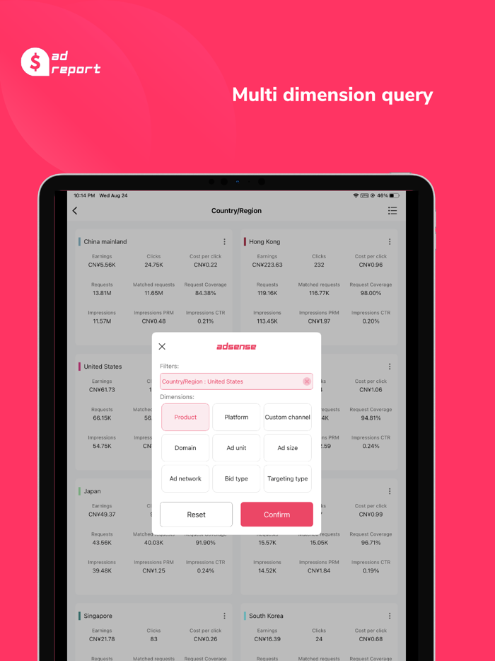 ad report for AdSense and AdMob