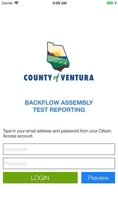 Ventura County Backflow Test Screenshot