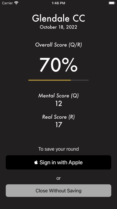 Golf Mental Scorecard Screenshot