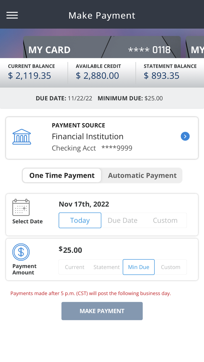 Financial First Card Manager