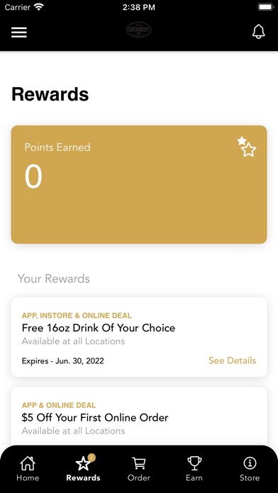 The Creamery Rewards App Screenshot
