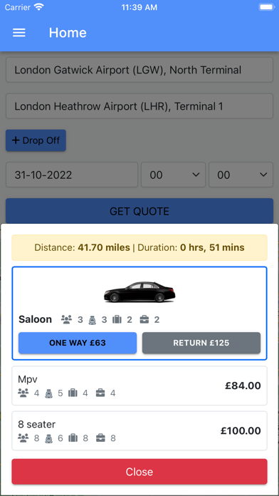 Platinum Airport Transfers Screenshot