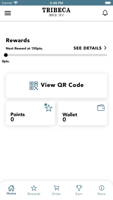 Tribeca Coffee Rewards Screenshot