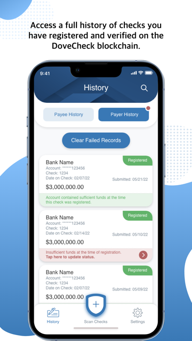 DoveCheck: Blockchain Records Screenshot