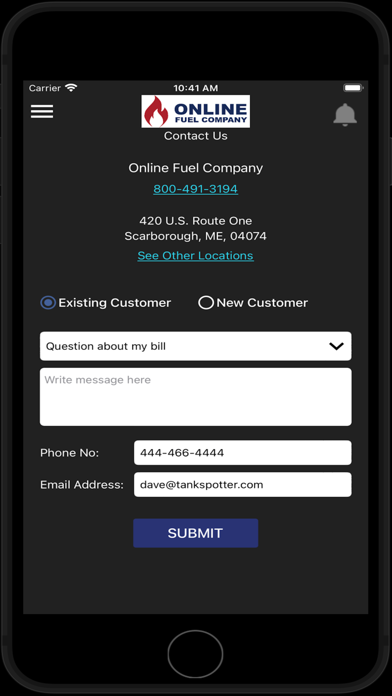 Online Fuel Company Screenshot