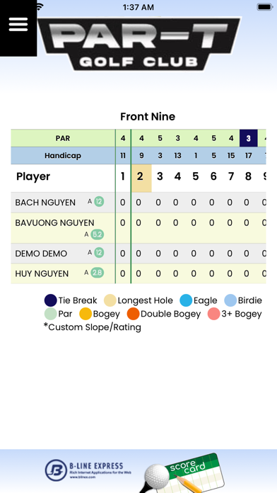 ScoreCard Par-T Screenshot
