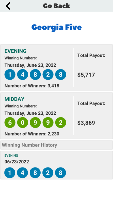 GA Lotto Results Screenshot