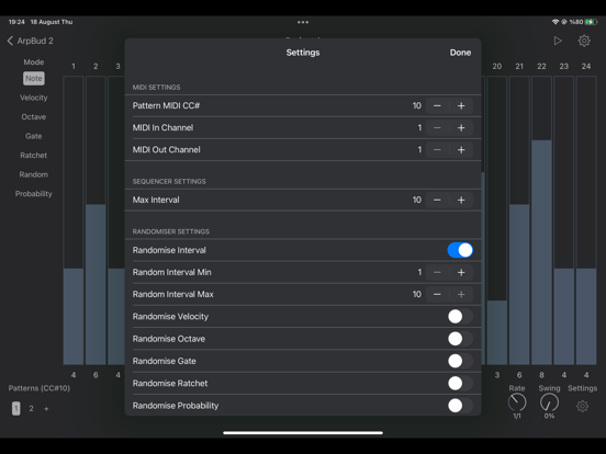 ArpBud 2 AUv3 MIDI Arpeggiator iPad app afbeelding 4