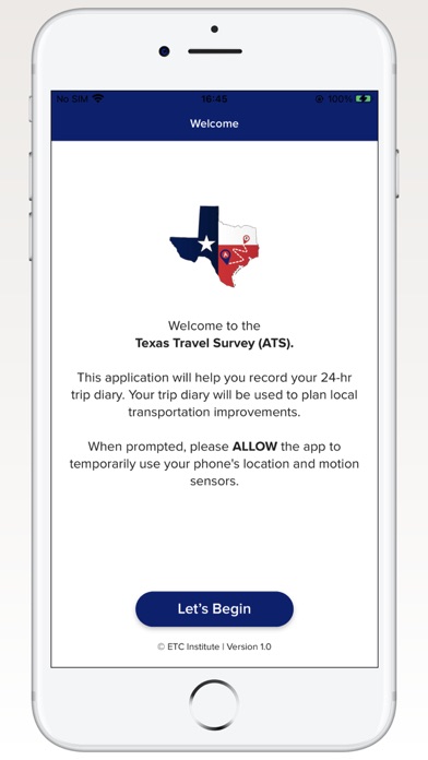 Texas Travel Survey Screenshot
