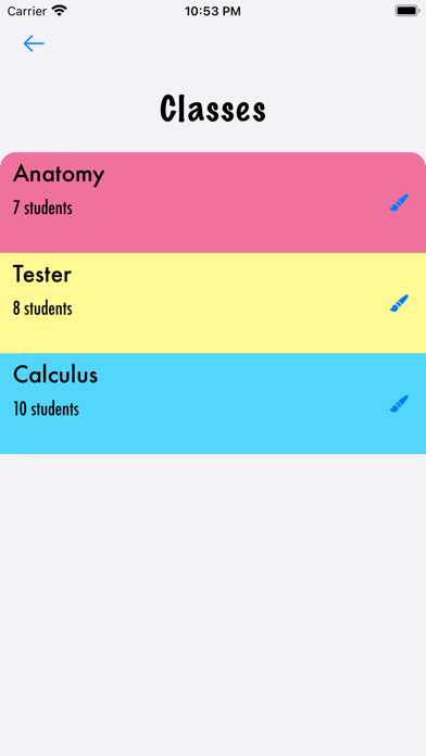Student Selection Screenshot