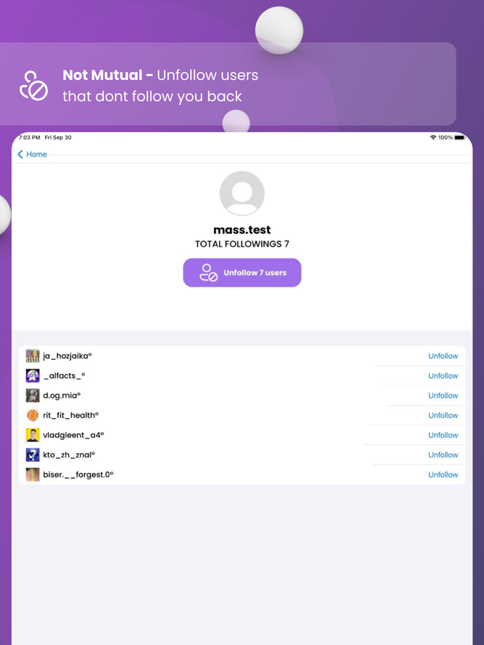 Massi Mass Unfollow for Insta
