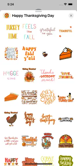 Game screenshot Thanksgiving Day Cute Stickers apk