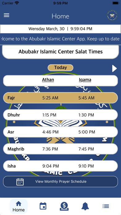 Abubakr Islamic Center Screenshot