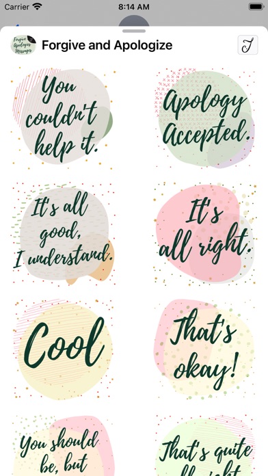 Forgive & Apologies Messages Screenshot