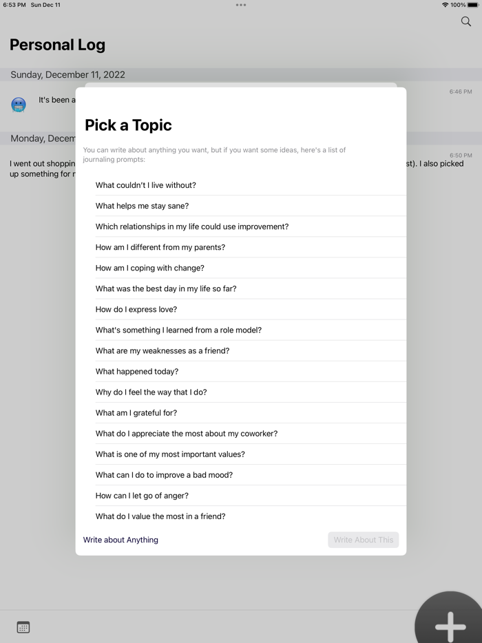 Personal Log Journal