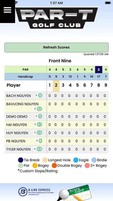 ScoreCard Par-T Screenshot