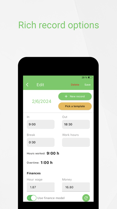 Working Timer - Timesheet Screenshot