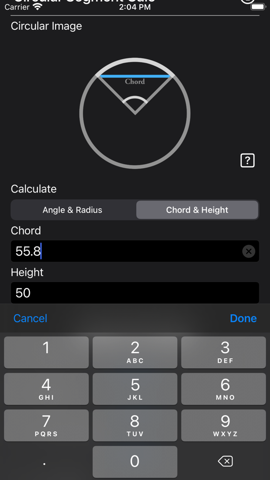 #6. Circular Segment Calculator (iOS) By: Heng Jia Liang