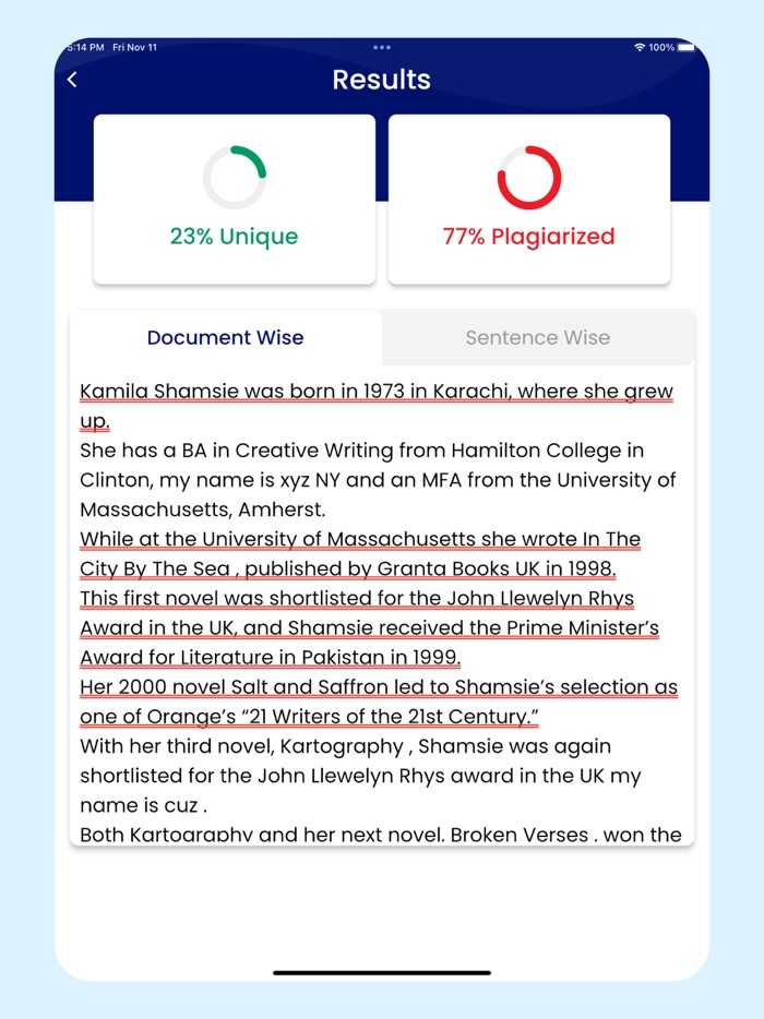 Plagiarism Checker with Report